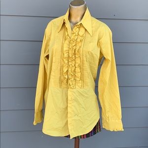 Vintage 1970s tuxedo shirt with big ruffle